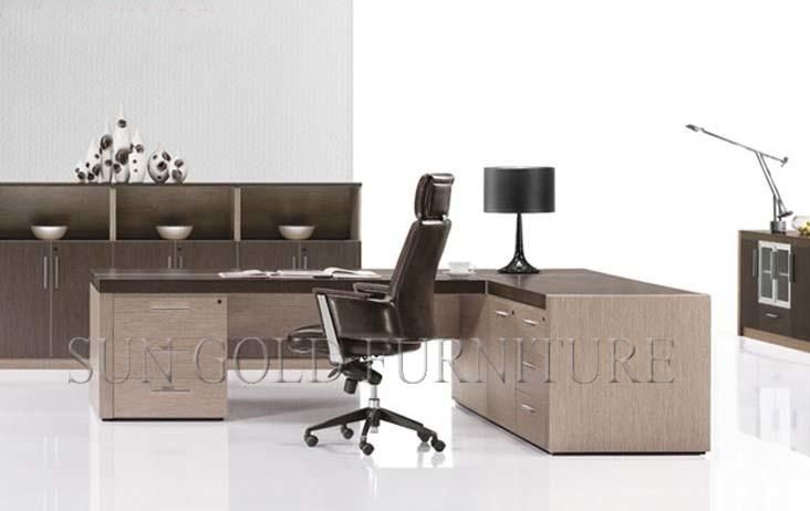 Modern Design Wooden Manager Boss Office Furniture Cheap Popular L Shape Office Desk with Cabinet