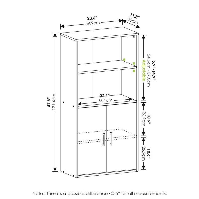 Pasir Storage Cabinet with 2 Open Shelves and 2 Doors