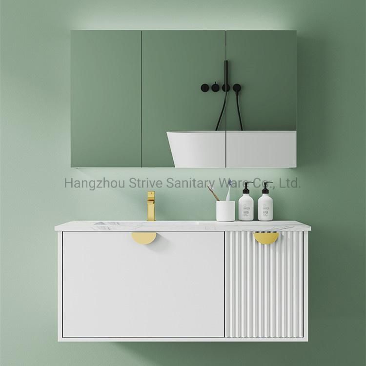 Modern Bathroom Cabinet Furniture LED Light Glass Mirror Vanity