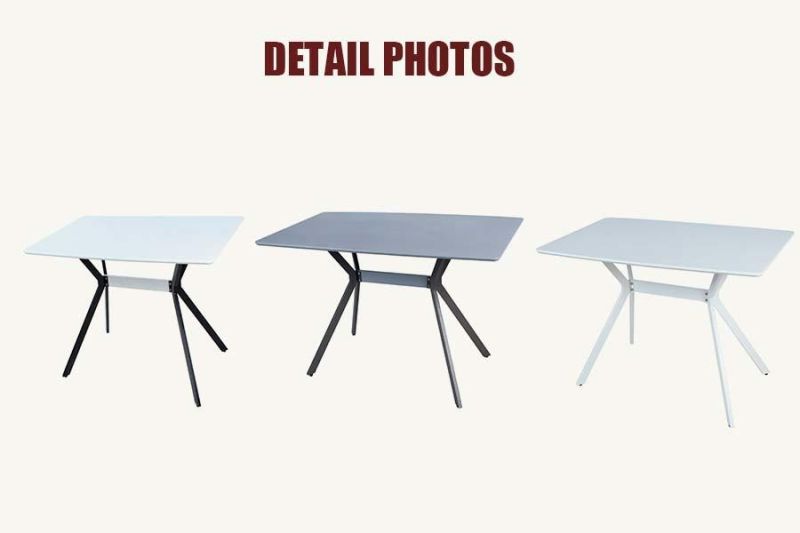 Modern Home Dining Restaurant Furniture MDF Powder Painting Steel Dining Table