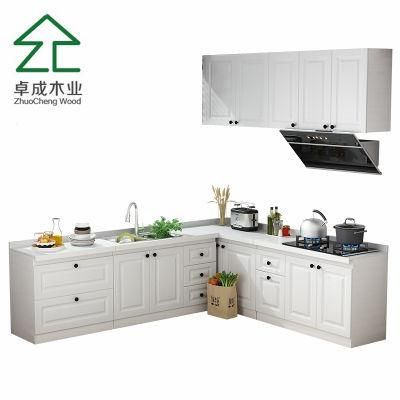 L Style White Plywood Melamine Kitchen Cabinet