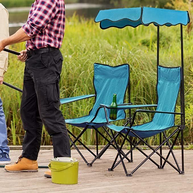 Quik Shade Folding Canopy Shade Kids with Carry Bag Camp Chair, Blue