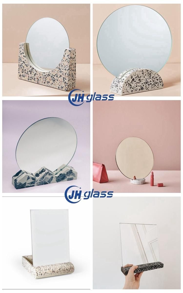 Modern Decor Round Rectangle Decorative Makeup Make up Mirror with Terrazzo Base