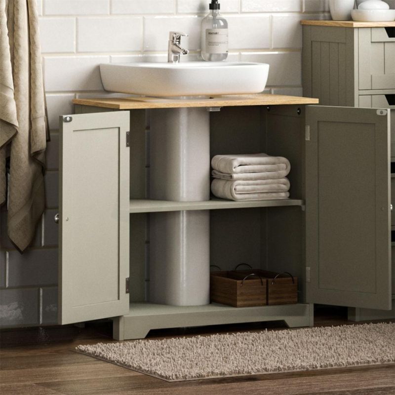 Bathroom Sink Cabinet Under Basin Unit Cupboard Storage Furniture Grey