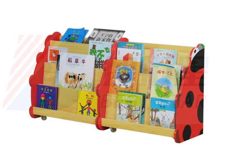 Movable Kids Cartoon Book Shelf, Children Book Case Shelf, Kindergarten Wood Book Rack Shelf, Preschool Book Storage Shelf, Library Book Shelf