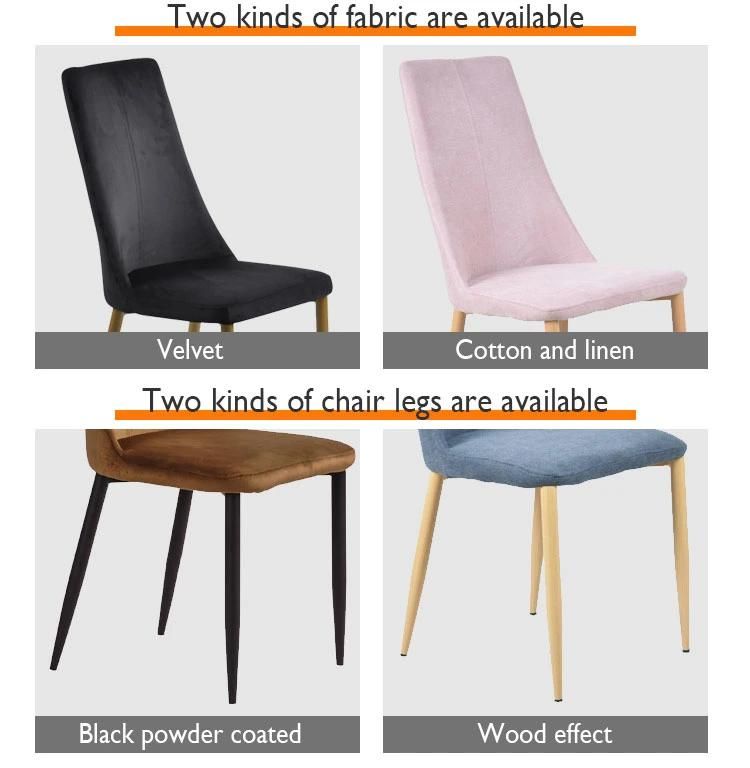 High Quality Color Optional Fabric High Back Wooden Legs Dining Chair