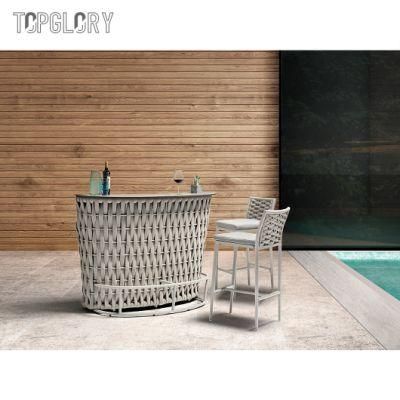 Outdoor Polyester Rope Weave Furniture Bar Chair and Table Suitable for Export