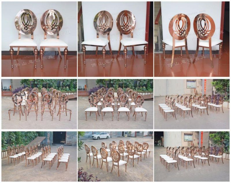 Fashionable Modern Rose Gold Hotel Banquet Wedding Stainless Steel Dining Chair