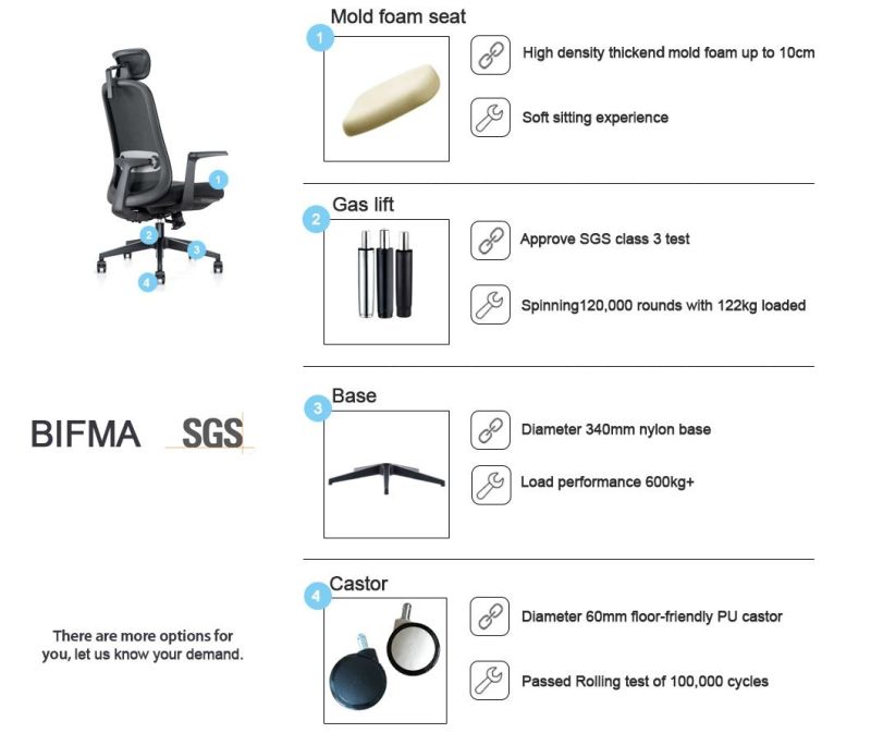 Professional Airy Durable Office Mesh Adjustable Armrest Modern Home Furniture