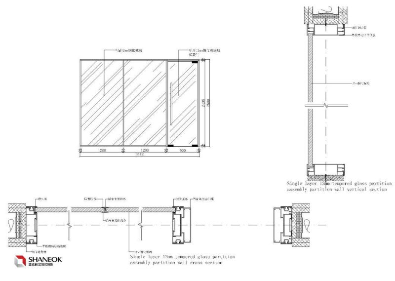 Demountable Office Glass Folding Room Divider Partition Wall Glass Office Wall Partition