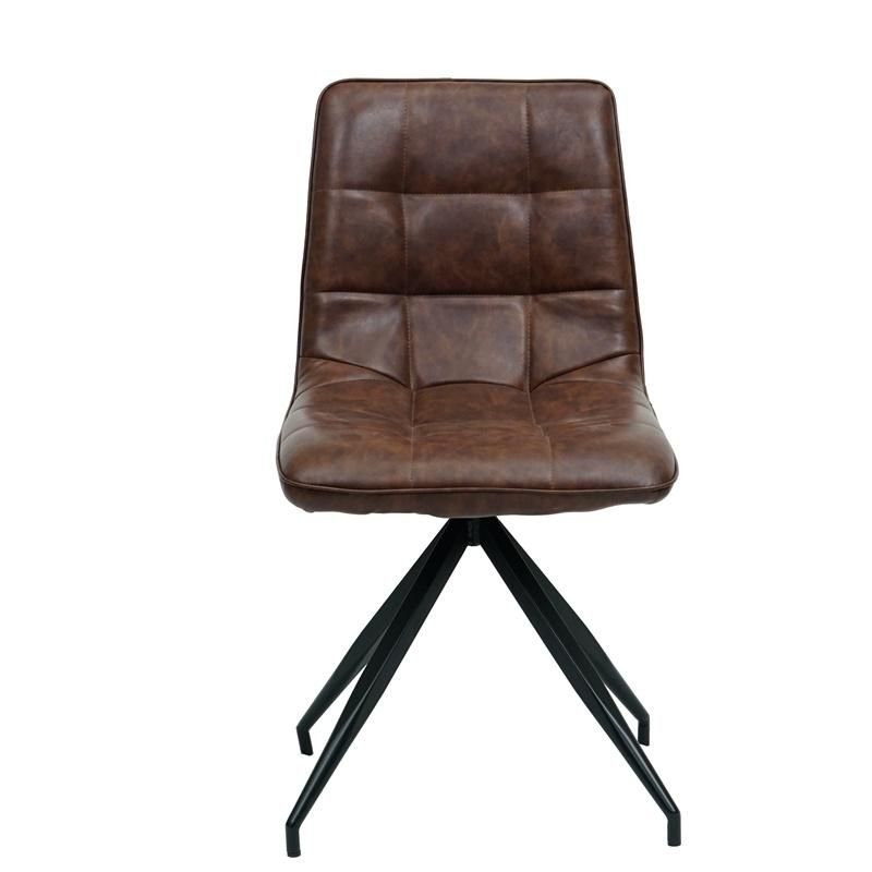 Home Furniture Vintage Style Senior Breathable Brown PU Leather Dining Chair