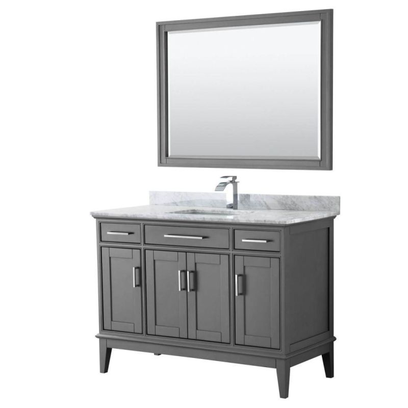 48" Single Bathroom Vanity-White with Double Ceramic Sinks