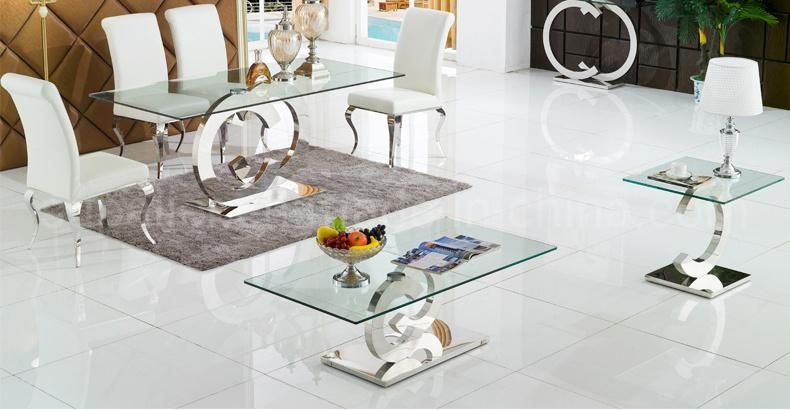 Wholesale Cheap Price Stainless Steel Dining Room Table Of Glass Top