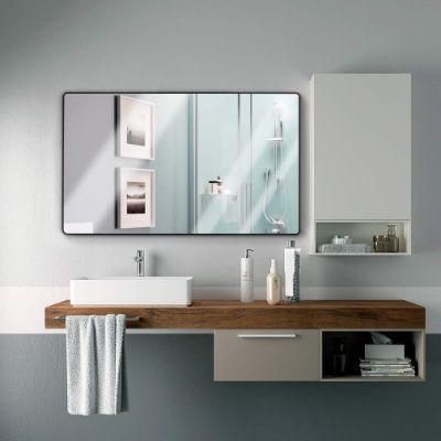 Black Metal Framed Bathroom Mirror Wall Mounted in Metal Rectangular Vanity Mirror with Deep and Flat Frame