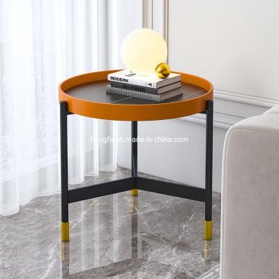 Industrial Style Iron Frame Living Room Furniture Marble/Glass Coffee Table