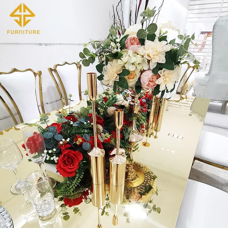 Luxury Furniture Royal Banquet Chair Stainless Steel Dining Chairs Gold Wedding Chair for Hotel