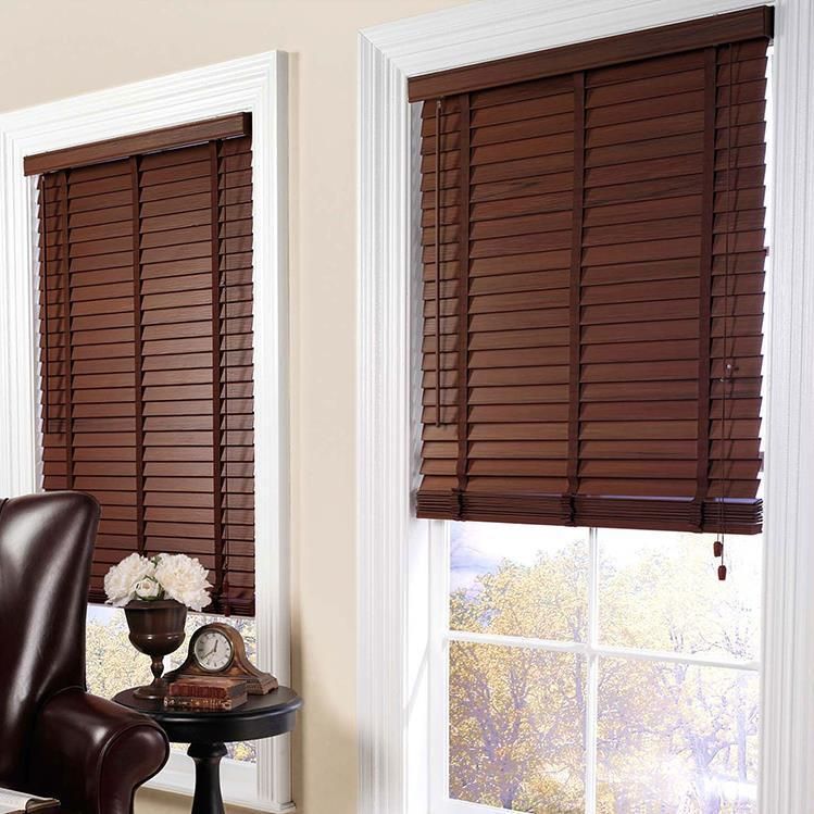 Office Window Curtains Faux Wooden Slats Venetian Wood Blinds