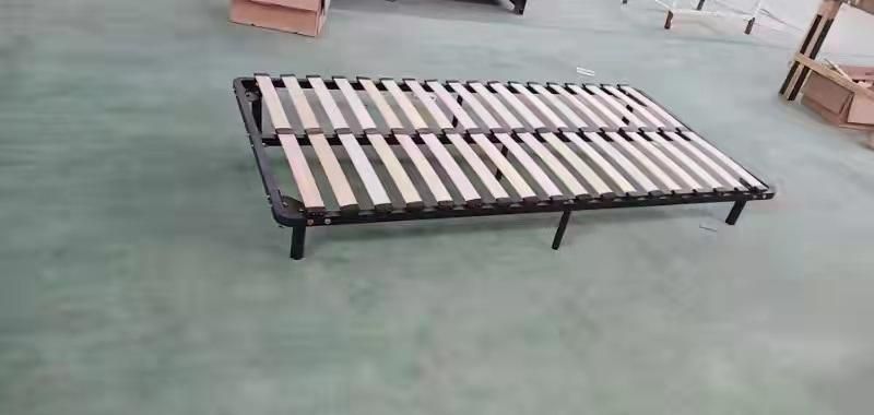 Modern Simple Design Bedroom Set Wood Slat Bed Frame Metal Furniture