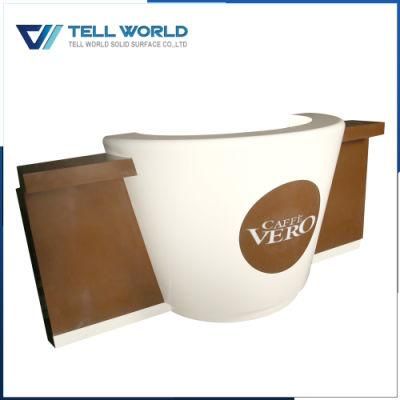 Customized Modern Cafe Bar Counter Commercial Bar Cashier Desk by Solid Surface