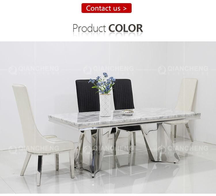 Home Furniture Glass Silver Stainless Steel Modern Dining Table Sets