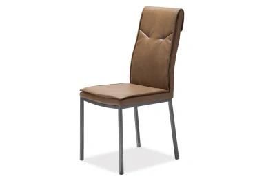 Modern Home Outdoor Dining Room Furniture Chromeplate Leg Chair PU Leather Steel Dining Chair