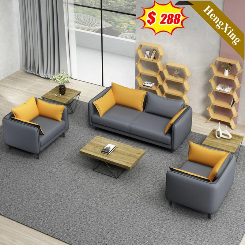 Modern Living Room Sofas Office Hotel Lobby 1+2+3 Seat Fabric Gray Color PU Leather Leisure Sofa