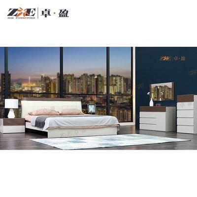 Modern Home Furniture Genuine Leather Bed MDF Bedroom Set