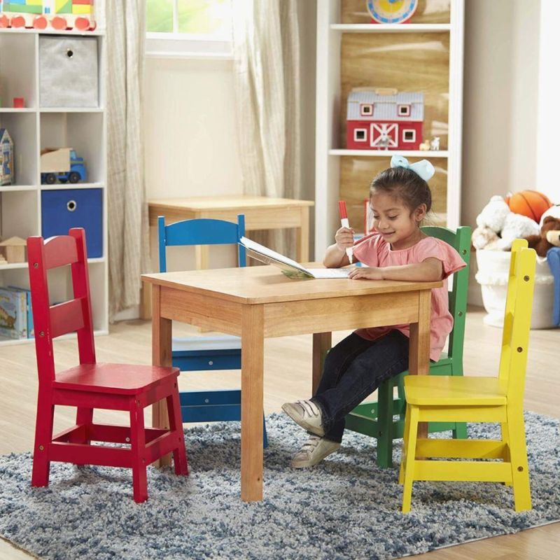 Kids Furniture Wooden School Furniture Children Table & 4 Chairs