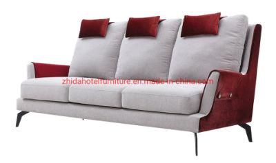 Modern Armrest Metal Feet Fabric Sofa Home Furniture with Headrest