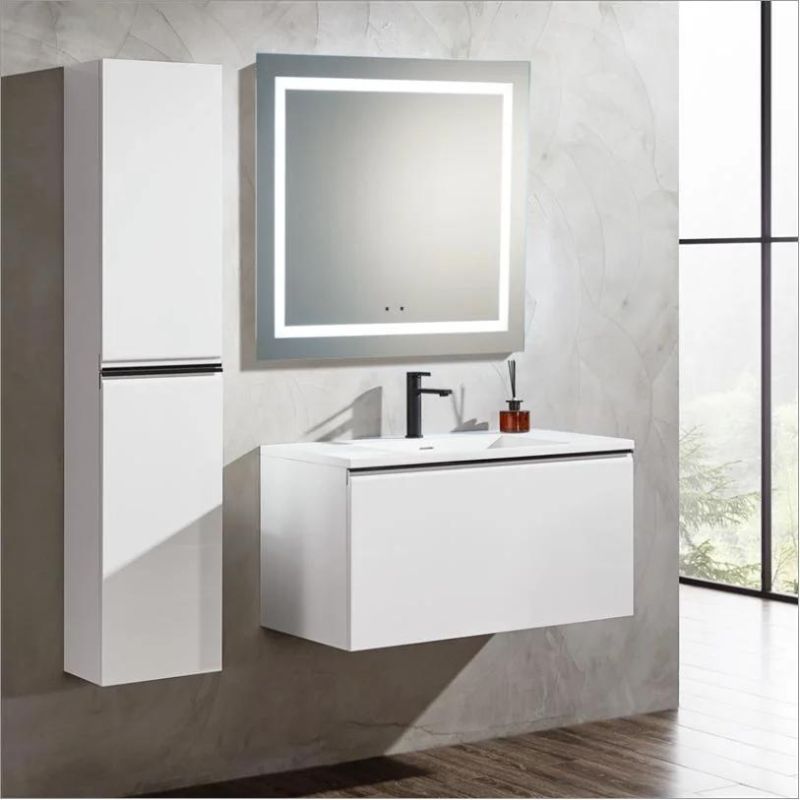 Simple Solid Wood Bathroom Furniture with Ceramics Top Modern Luxury