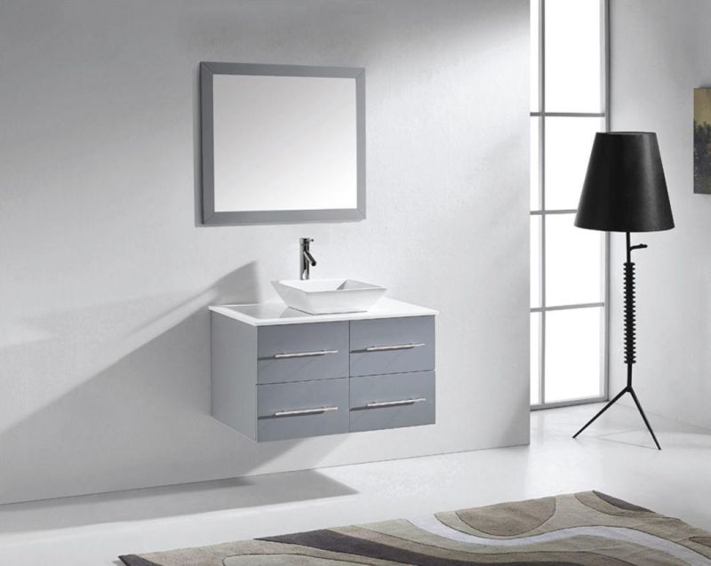 Wholesale New Grey Solid Wood Bathroom Cabinet