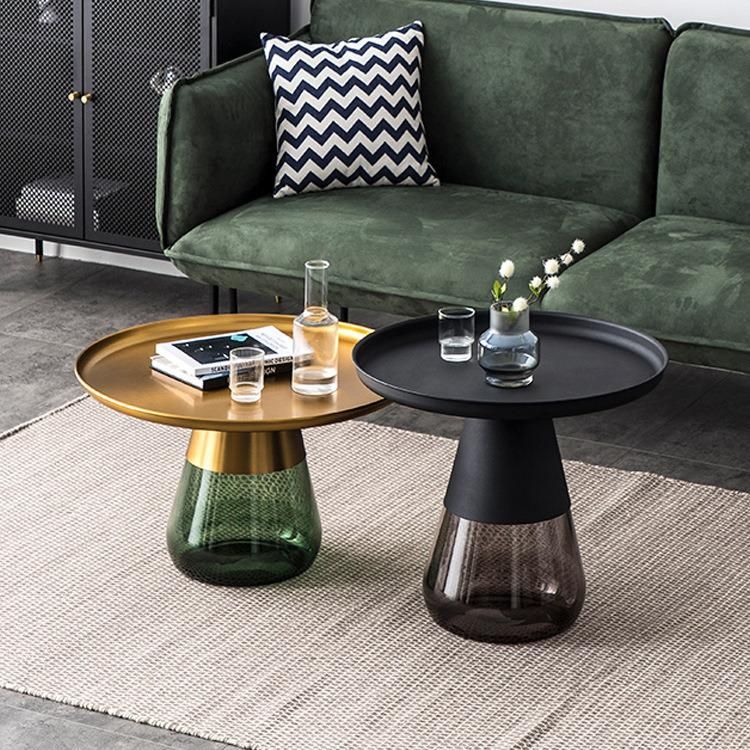 Home Apartment Furniture Round Glass Tea Table