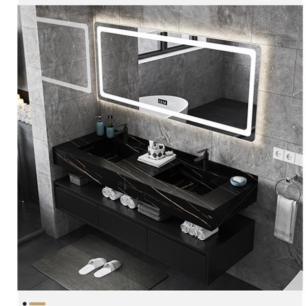 Rock Board Bathroom Cabinet Combination Custom Rock Board One-Piece Basin Modern Minimalist Wash Basin Wash Basin Bathroom Cabinet