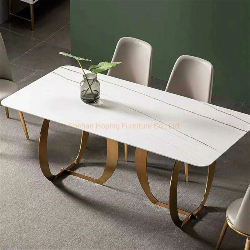 Hotel Restaurant Dining Room 12 Seat Modern Rectangle Design Glass Top Dining Table