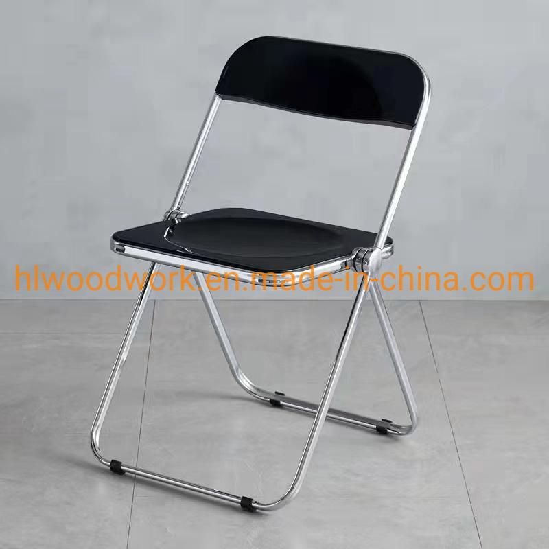 Modern Transparent Black Folding Chair PC Plastic Hotel Chairt Chrome Frame Office Bar Dining Leisure Banquet Wedding Meeting Chair Plastic Dining Chair