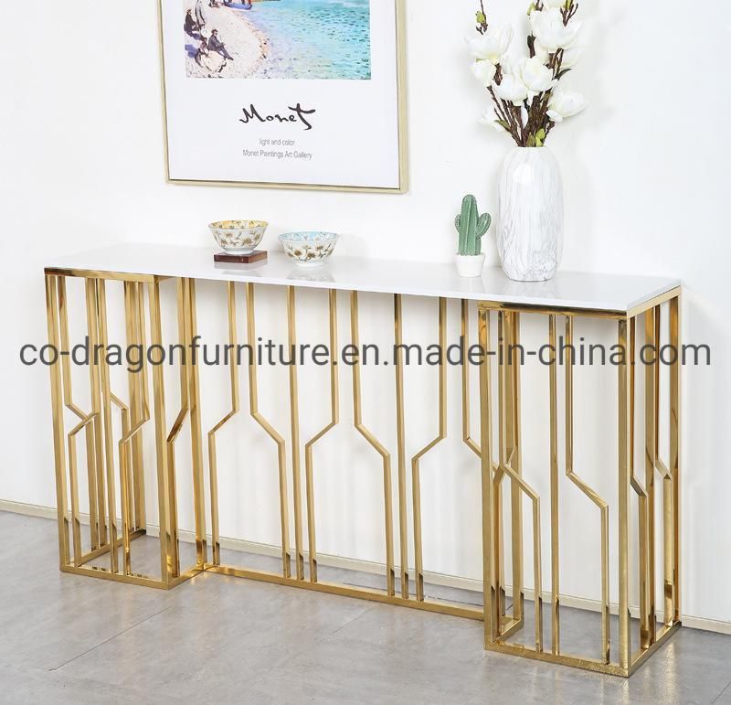 Modern Gold Stainless Steel Console Table Furniture with Marble Top