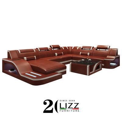 Modern Genuine Leather Furntiure Living Room Sectional Sofa Set