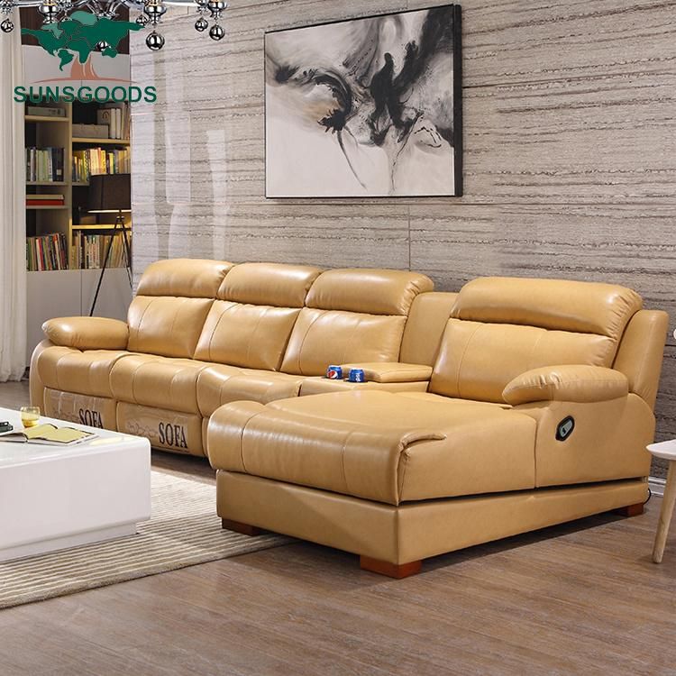 Modern Design Furniture Foshan Massage Leather Recliner Sofa with Storage Box