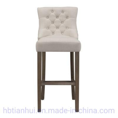 Modern Furniture Hot Sale Simple High Wood Stool Fabric Home Relax Chair