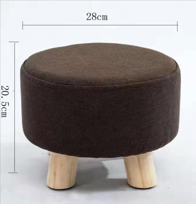 Custom Modern Living Room Round Fabric Children Wooden Ottoman Mushroom Stool