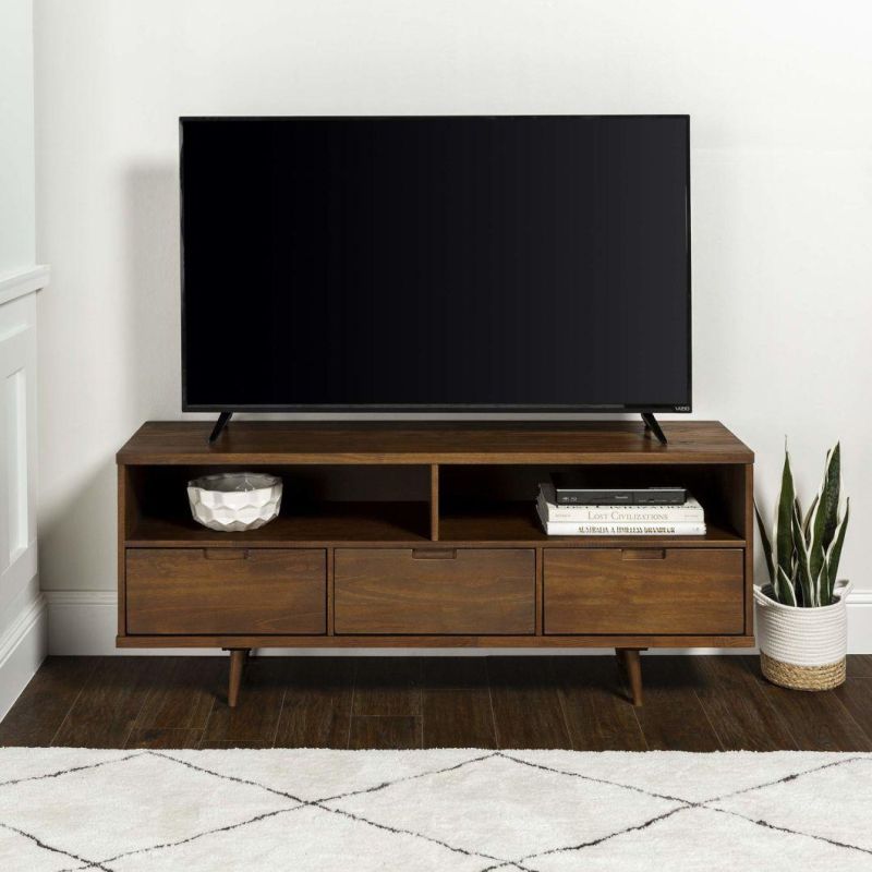 3-Drawer MID Century Modern Wood TV Stand for Tv′s up to 65" Flat Screen Cabinet Door Living Room Storage Entertainment