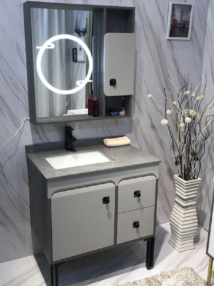 Modern Bathroom Vanities with LED Mirror Cabinet, Storage Organizer