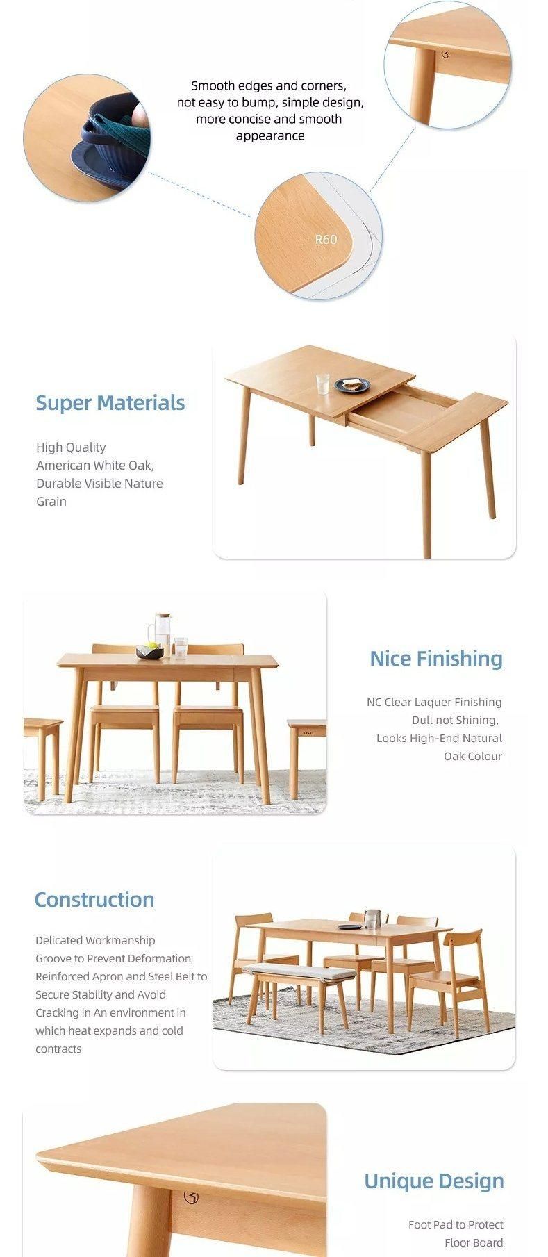 Furniture Modern Furniture Table Home Furniture Wooden Furniture Hot Sale Latest Modern Design Dining Room Beech Wood Extendable Dining Table Set