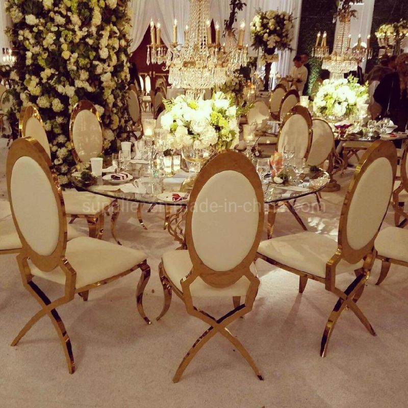 Wedding Decoration Ommercial Hotel Furniture Oval Back Gold Metal Chair