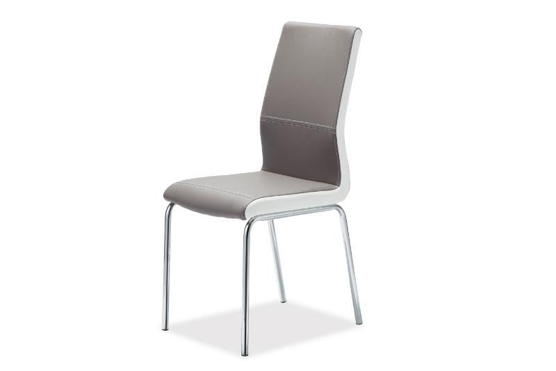 Modern Design Home Furniture Dining Room PU Leather Chrome Plated Metal Legs Fixed Dining Chair