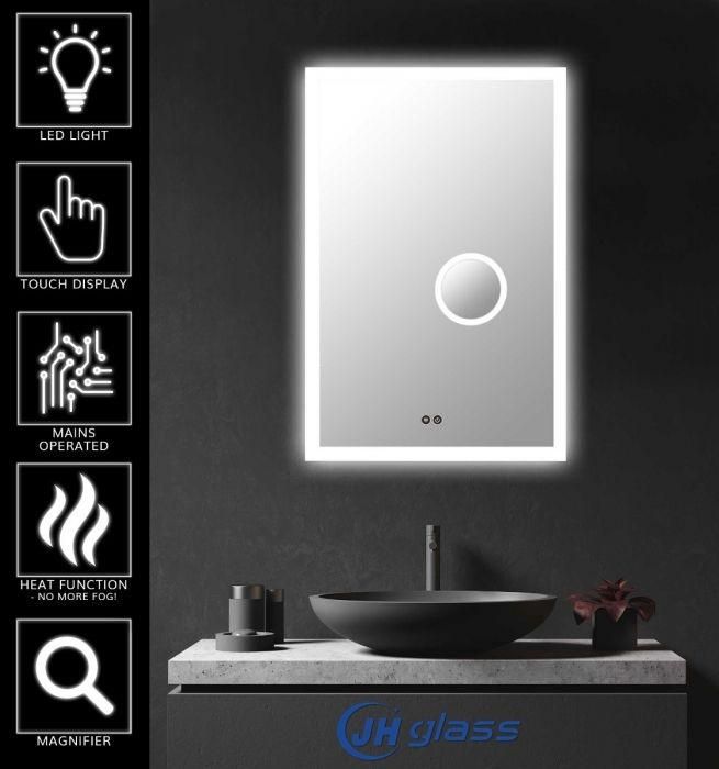 Jinghu Wall Mounted UL CE Approved Bathroom Full Length 3000K-5000K LED Mirror with Magnifier