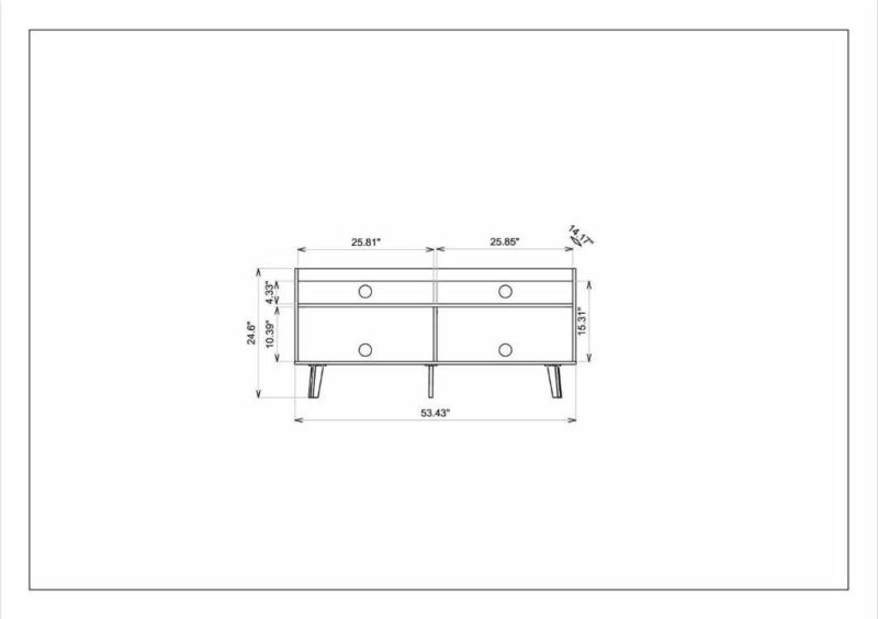 MID-Century Modern Noah TV Stand Sliding Door for Tv′s up to 58 Inches (Off White/Natural)