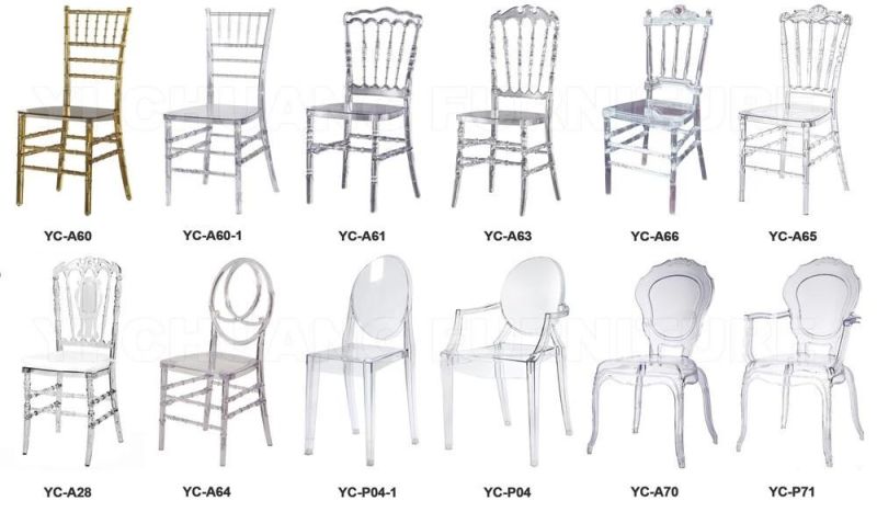 Acrylic Transparent Resin Outdoor Wedding Event Crystal Bamboo Chair Napoleon Chair