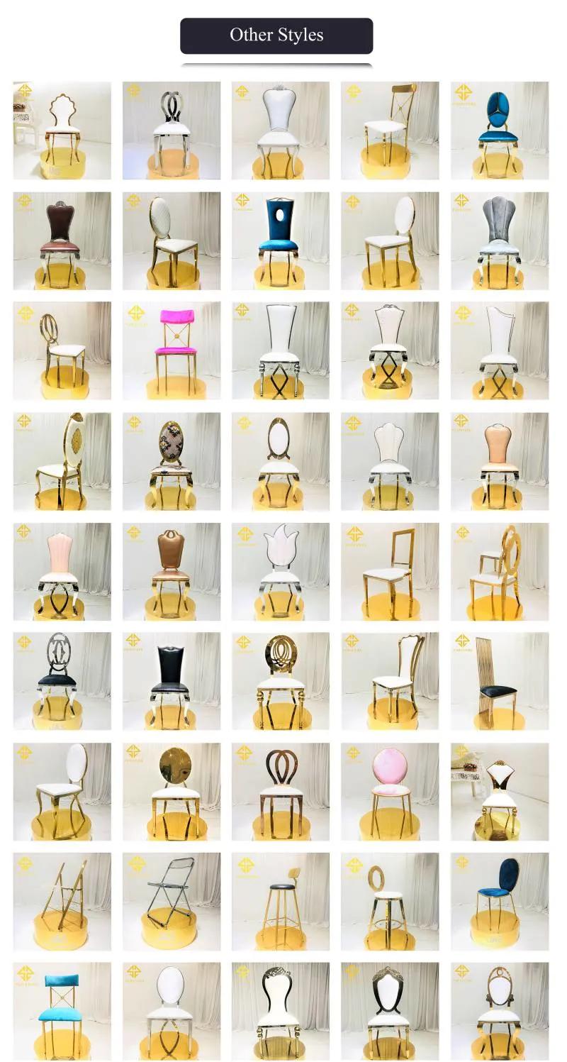 Wedding Rent Restaurant Gold Stainless Steel Leg Leather Dining Room Chairs