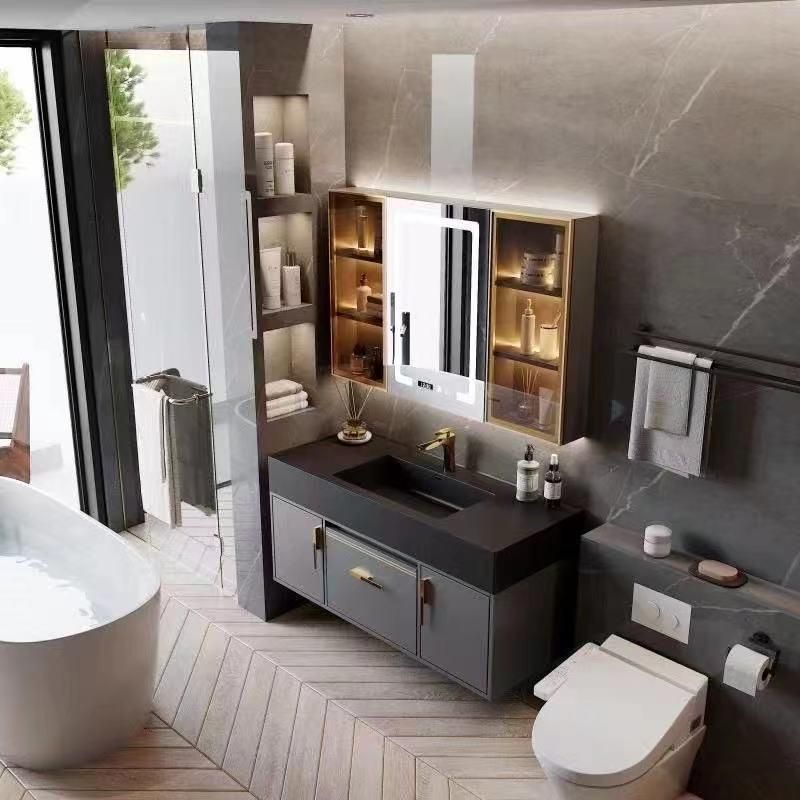 Light Luxury Modern Rock Plate Bathroom Furniture Simple Bathroom Intelligent Mirror